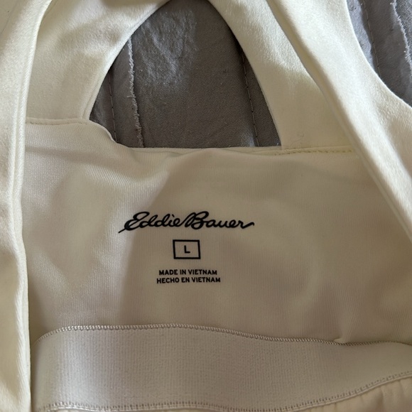 Cream high neck active tank with built in bra - Picture 6 of 6